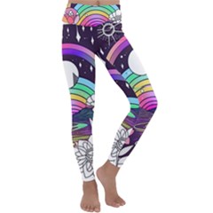 Rainbow Fun Cute Minimal Doodle Drawing Art Kids  Lightweight Velour Classic Yoga Leggings