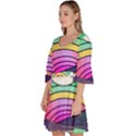 Rainbow Fun Cute Minimal Doodle Drawing Art Velour Kimono Dress View2