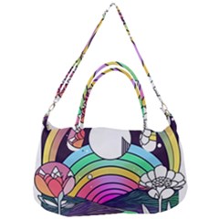 Rainbow Fun Cute Minimal Doodle Drawing Art Removable Strap Handbag