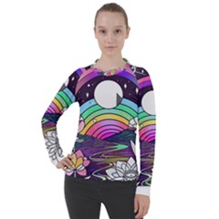 Rainbow Fun Cute Minimal Doodle Drawing Art Women s Pique Long Sleeve Tee