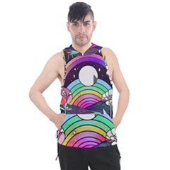 Rainbow Fun Cute Minimal Doodle Drawing Art Men s Sleeveless Hoodie