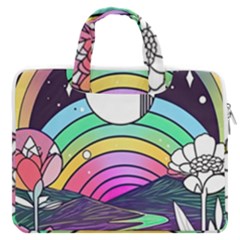 Rainbow Fun Cute Minimal Doodle Drawing Art Macbook Pro 13  Double Pocket Laptop Bag