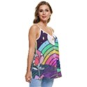 Rainbow Fun Cute Minimal Doodle Drawing Art Casual Spaghetti Strap Chiffon Top View3