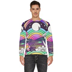 Rainbow Fun Cute Minimal Doodle Drawing Art Men s Fleece Sweatshirt