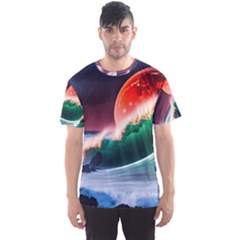 Sea Ocean Waves Rocks Sunset Artwork Men s Sport Mesh Tee