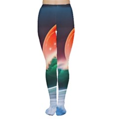 Sea Ocean Waves Rocks Sunset Artwork Tights by Jancukart