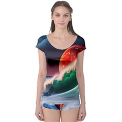 Sea Ocean Waves Rocks Sunset Artwork Boyleg Leotard  by Jancukart