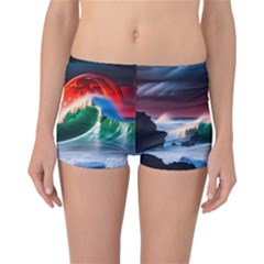 Sea Ocean Waves Rocks Sunset Artwork Reversible Boyleg Bikini Bottoms