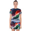 Sea Ocean Waves Rocks Sunset Artwork Drop Hem Mini Chiffon Dress View1