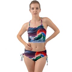 Sea Ocean Waves Rocks Sunset Artwork Mini Tank Bikini Set by Jancukart