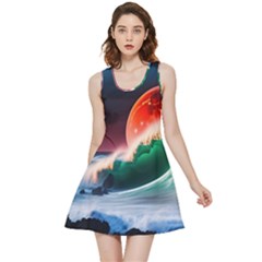 Sea Ocean Waves Rocks Sunset Artwork Inside Out Reversible Sleeveless Dress by Jancukart