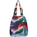 Sea Ocean Waves Rocks Sunset Artwork Center Zip Backpack View1