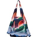 Sea Ocean Waves Rocks Sunset Artwork Center Zip Backpack View2