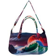 Sea Ocean Waves Rocks Sunset Artwork Removable Strap Handbag