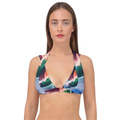 Sea Ocean Waves Rocks Sunset Artwork Double Strap Halter Bikini Top by Jancukart