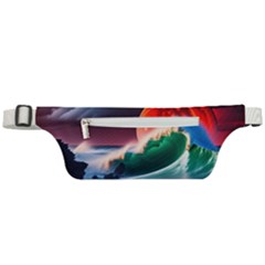 Sea Ocean Waves Rocks Sunset Artwork Active Waist Bag