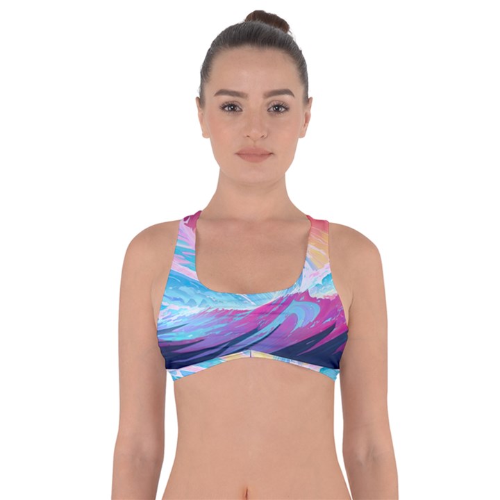 Waves Ocean Sea Tsunami Nautical 9 Got No Strings Sports Bra