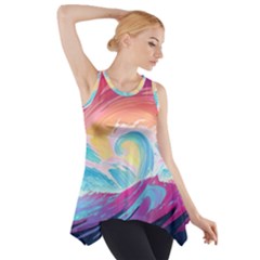 Waves Ocean Sea Tsunami Nautical 9 Side Drop Tank Tunic by Jancukart