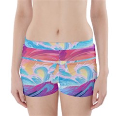 Waves Ocean Sea Tsunami Nautical 9 Boyleg Bikini Wrap Bottoms