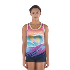 Waves Ocean Sea Tsunami Nautical 9 Sport Tank Top  by Jancukart