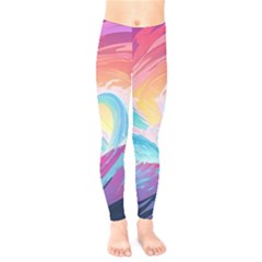 Waves Ocean Sea Tsunami Nautical 9 Kids  Leggings