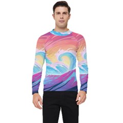 Waves Ocean Sea Tsunami Nautical 9 Men s Long Sleeve Rash Guard by Jancukart