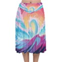 Waves Ocean Sea Tsunami Nautical 9 Velvet Flared Midi Skirt View1