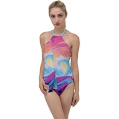 Waves Ocean Sea Tsunami Nautical 9 Go With The Flow One Piece Swimsuit