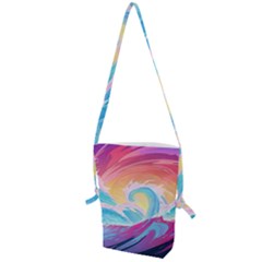 Waves Ocean Sea Tsunami Nautical 9 Folding Shoulder Bag by Jancukart