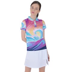 Waves Ocean Sea Tsunami Nautical 9 Women s Polo Tee