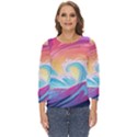 Waves Ocean Sea Tsunami Nautical 9 Cut Out Wide Sleeve Top View1