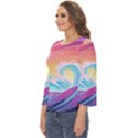 Waves Ocean Sea Tsunami Nautical 9 Cut Out Wide Sleeve Top View2