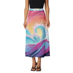 Waves Ocean Sea Tsunami Nautical 9 Classic Midi Chiffon Skirt by Jancukart