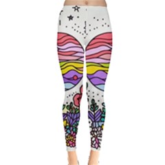 Rainbow Fun Cute Minimal Doodle Drawing Leggings  by Jancukart