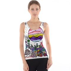 Rainbow Fun Cute Minimal Doodle Drawing Tank Top