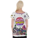 Rainbow Fun Cute Minimal Doodle Drawing Cap Sleeve Top View2