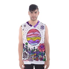 Rainbow Fun Cute Minimal Doodle Drawing Men s Basketball Tank Top