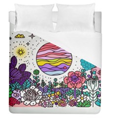 Rainbow Fun Cute Minimal Doodle Drawing Duvet Cover (queen Size)