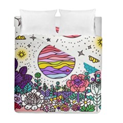 Rainbow Fun Cute Minimal Doodle Drawing Duvet Cover Double Side (full/ Double Size)