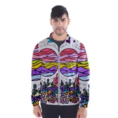 Rainbow Fun Cute Minimal Doodle Drawing Men s Windbreaker