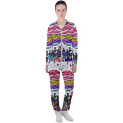 Rainbow Fun Cute Minimal Doodle Drawing Casual Jacket And Pants Set