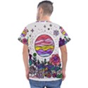 Rainbow Fun Cute Minimal Doodle Drawing Men s V-Neck Scrub Top View2