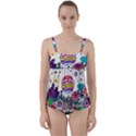 Rainbow Fun Cute Minimal Doodle Drawing Twist Front Tankini Set View1