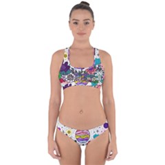 Rainbow Fun Cute Minimal Doodle Drawing Cross Back Hipster Bikini Set