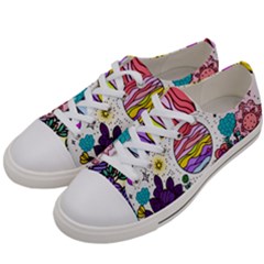 Rainbow Fun Cute Minimal Doodle Drawing Women s Low Top Canvas Sneakers