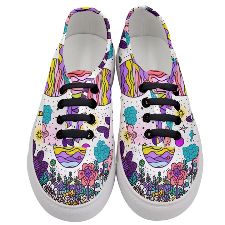 Rainbow Fun Cute Minimal Doodle Drawing Women s Classic Low Top Sneakers