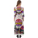 Rainbow Fun Cute Minimal Doodle Drawing Button Up Boho Maxi Dress View2