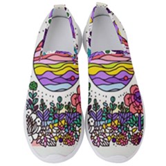 Rainbow Fun Cute Minimal Doodle Drawing Men s Slip On Sneakers