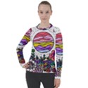 Rainbow Fun Cute Minimal Doodle Drawing Women s Pique Long Sleeve Tee View1