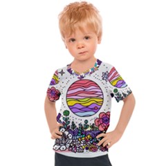 Rainbow Fun Cute Minimal Doodle Drawing Kids  Sports Tee